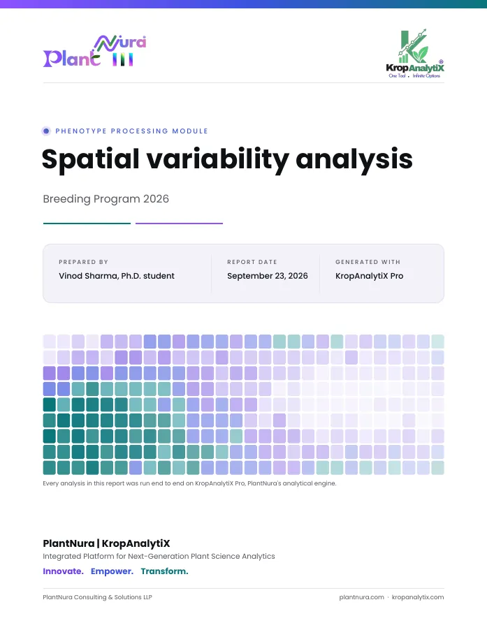Sample report cover: Spatial variability analysis