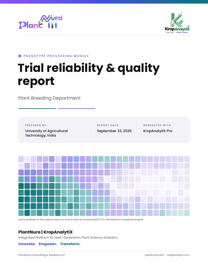 The cover of a trial reliability and quality report